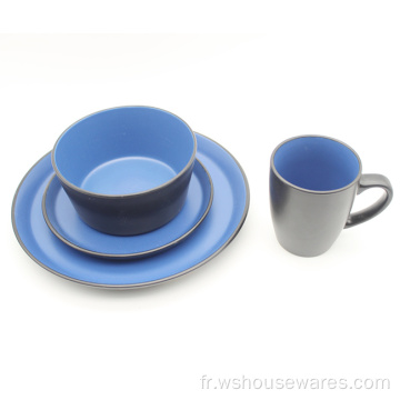 Ensemble de vaisselle en céramique en céramique et bleu en céramique 8 / 10,5 pouces
